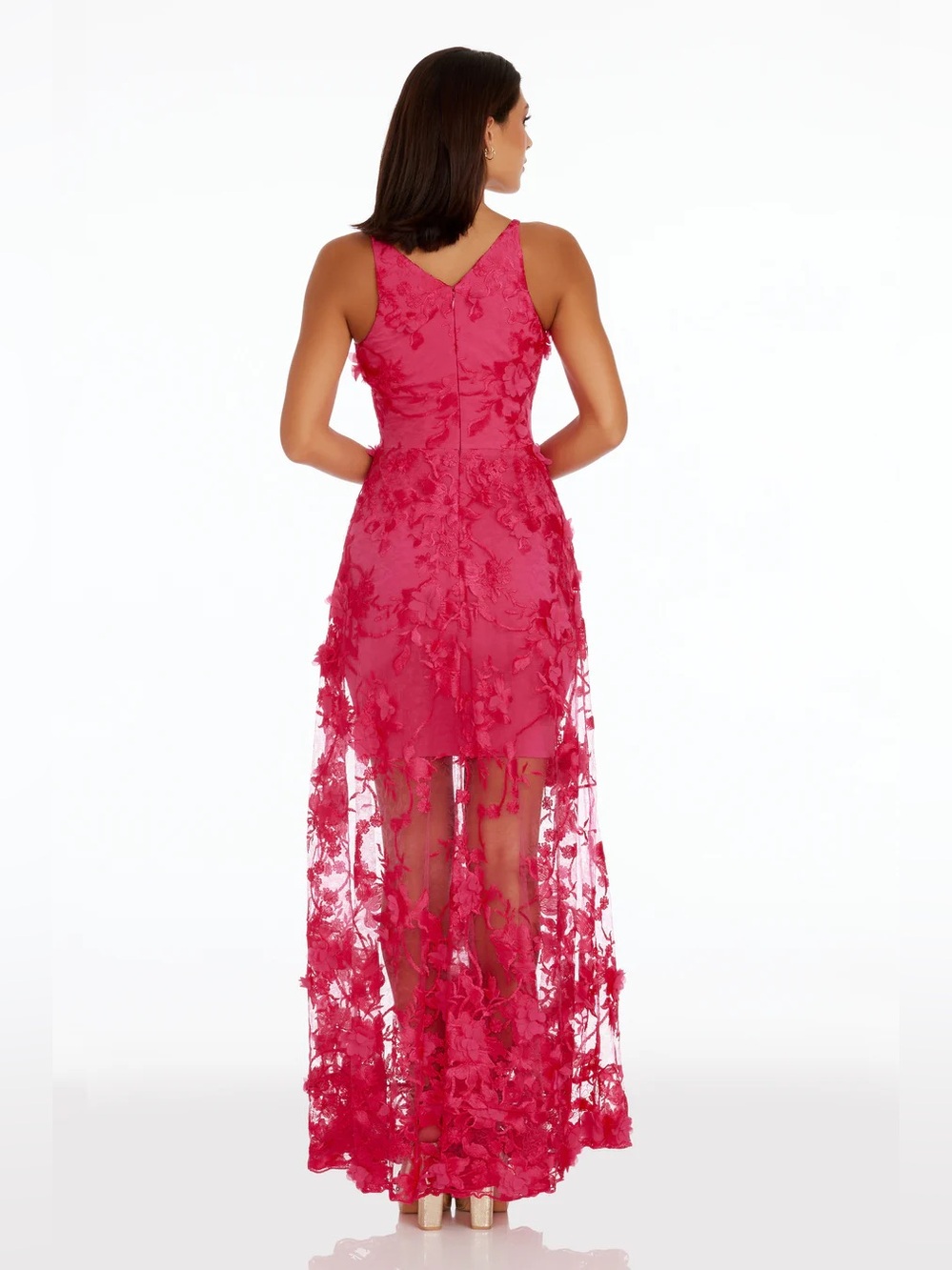 DRESS THE POPULATION Sidney Gown Begonia 3D Floral Lace Maxi Dress - Picture 10 of 11